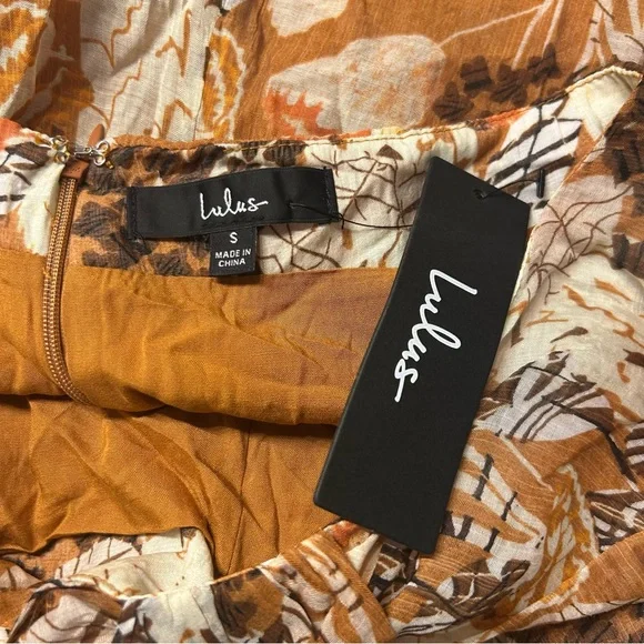 *NWT* Lulus Something Wild Brown Multi Print Twist-Front Midi Skirt, Size Small - Picture 12 of 13